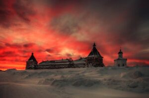 Вид на монастырь в Соловках